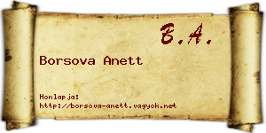 Borsova Anett névjegykártya